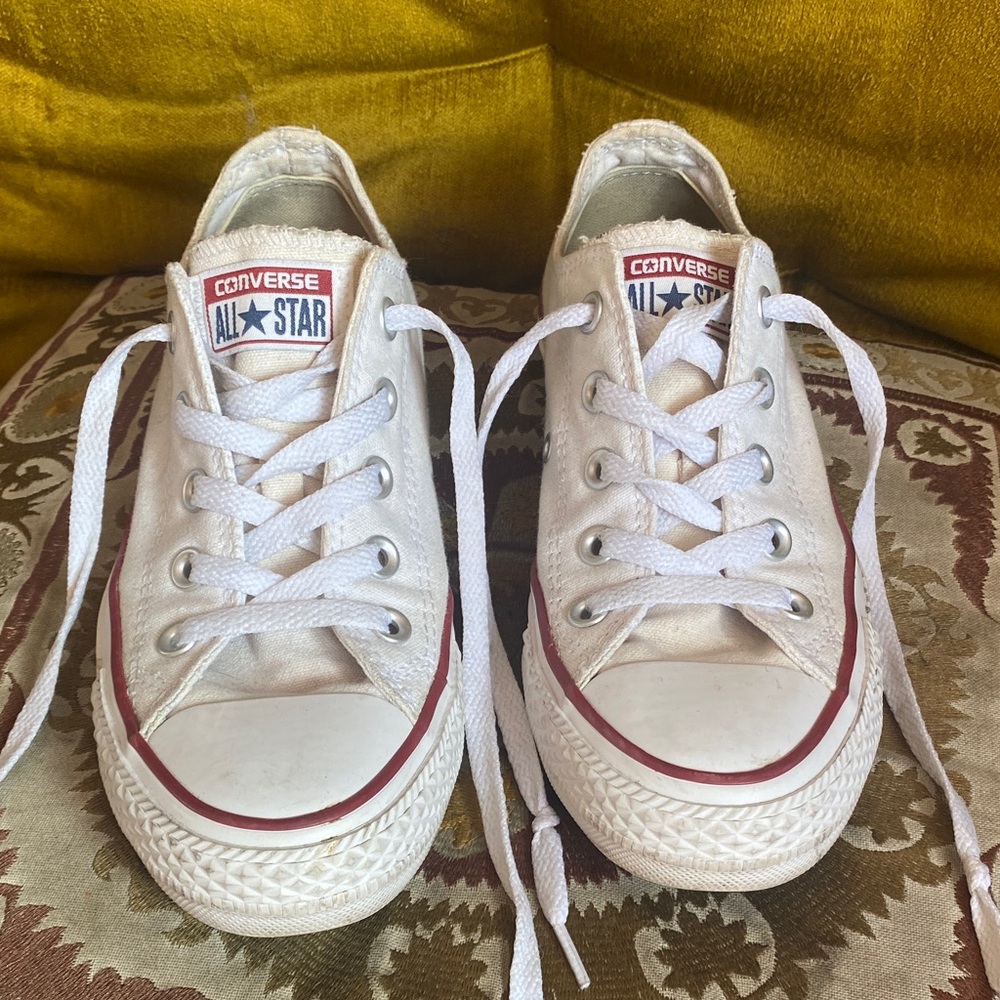 Converse White and Red Low-Top Sneakers